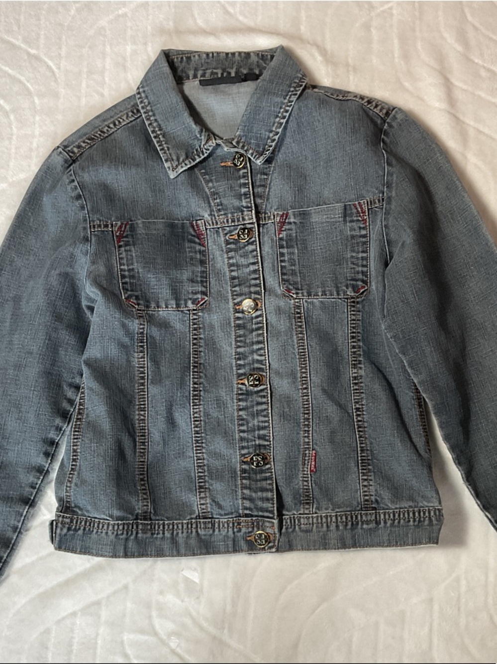 Women's Denim Jacket in Faded Blue - Casual Trucker Style